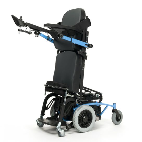 Invalidný vozík s pohonom predných kolies a funkciou vzpriamenia - modrý