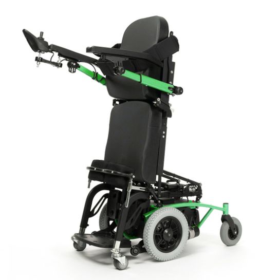Invalidný vozík s pohonom predných kolies a funkciou vzpriamenia - zelený