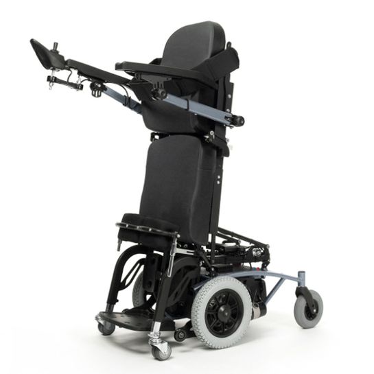 Invalidný vozík s pohonom predných kolies a funkciou vzpriamenia - sivý