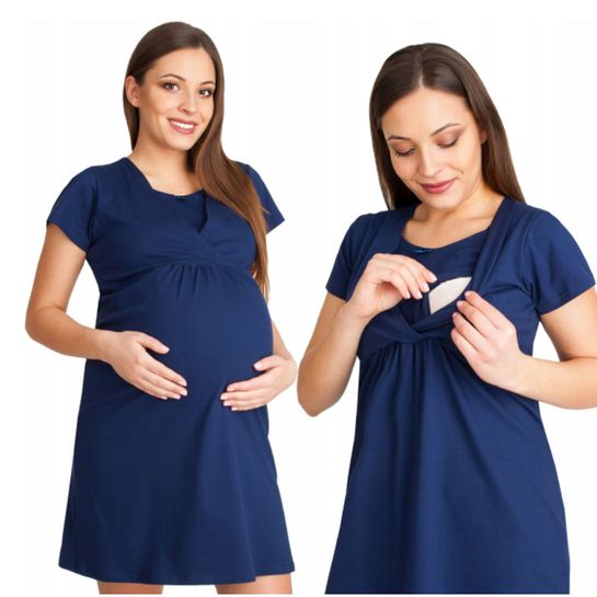 Nočná košieľka pre tehotné alebo dojčiace ženy L/XL modrá