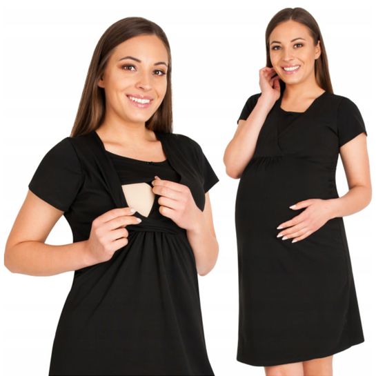 Nočná košieľka pre tehotné alebo dojčiace ženy L/XL čierna