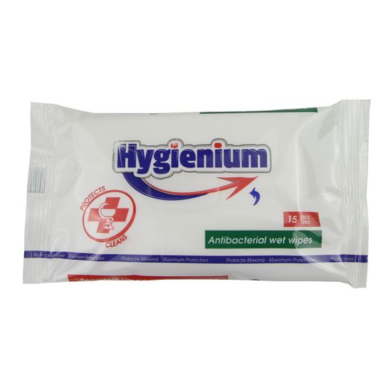 Vlhčené utierky antibakteriálne Hygienium 15ks